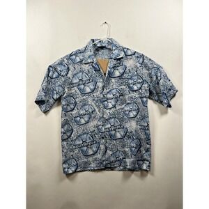 Vintage Southpole Shirt Men Medium‎ Blue White All Over Print AOP Y2K Streetwear